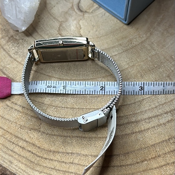 NWT Skagen Stainless Steel Silver Hagen Lille 3 Hand Mesh Rectangular Watch - Picture 6 of 6